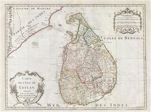 1782 De L'Isle Map of Ceylon or Sri Lanka