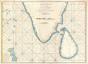 1775 Mannevillette Map of Southern India and Ceylon or Sri Lanka
