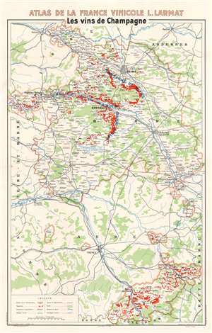 1944 Larmat Map of the Champagne Wine Region in France