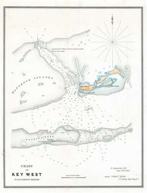 1843 Blake Nautical Chart or Map of Key West, Florida
