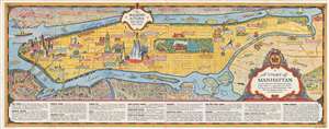1936 George Annand Pictorial Map of Manhattan, New York City
