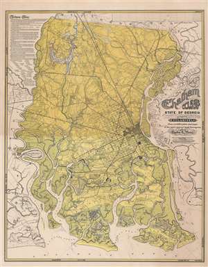 1872 Platen Wall Map of Chatham County (Savannah), Georgia
