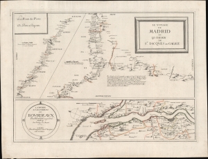 1659 Du Val Map of the Pilgrimage of Santiago de Compostela