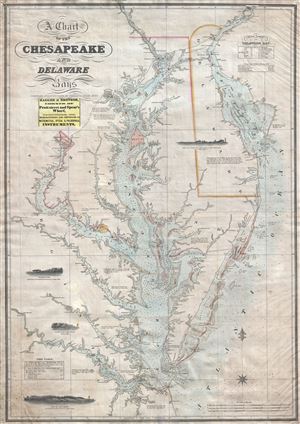 1852 Fielding Lucas Nautical Chart Map of the Chesapeake Bay and Delaware Bay
