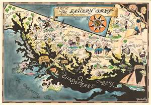 1952 Richard Yardley Pictorial Map of the Chesapeake Bay (Maryland)