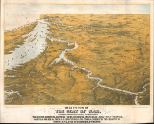 1861 Prang Bird's Eye View of Washington D.C. and the Chesapeake Bay (Civil War)