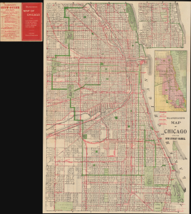 1909 Blanchard / Cram Folding Map of Chicago