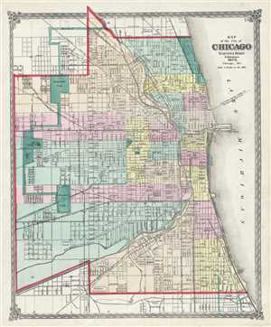 1875 Warner and Beers Map of Chicago