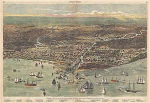 1871 Map or Bird's Eye View of Chicago before the Great Fire