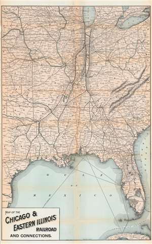 1901 Chicago and Eastern Illinois Railroad Map of the Central United States