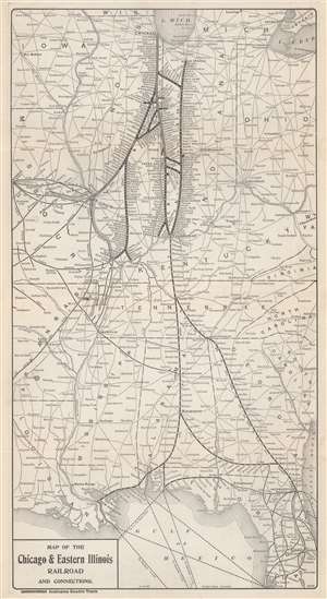 1905 Chicago and Eastern Illinois Railroad Map of the Central United States