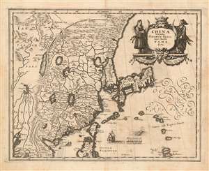 1646 Merian Map of China, Korea, and Japan