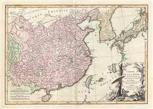 1770 Bonne Map of China, Korea, Japan and Formosa