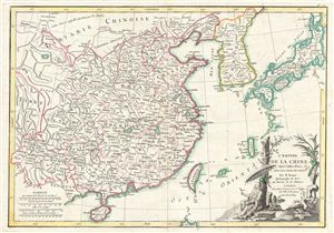 1783 Janvier Map of China, Korea, and Japan