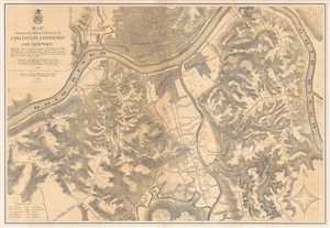 1877 American Civil War Corps of Engineers Map of Defenses of Cincinnati, Ohio