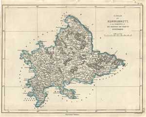 1854 Pharoah and Company Map of the Khammam District of Telangana, India