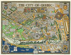 1932 Maw Pictorial Map of the City of Quebec, Canada