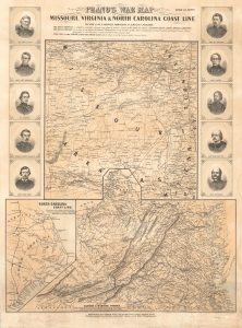 1861 Prang's Civil War Broadside Map of Missouri, Virginia, North Carolina