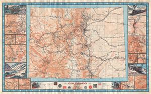 1943 Linn Westcott Broadside Pictorial Map of the Railroads of Colorado