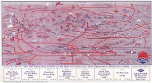 1937 Shantz and Gray Line Motor Tours Pictorial Map of Colorado Springs, Colorado