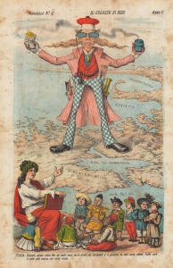 1877 Grossi Allegorical Map of the Dardanelles w/ England as Colossus