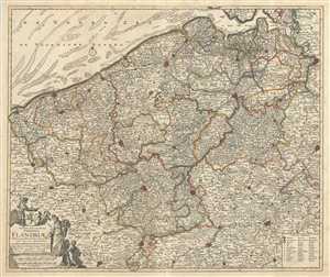 1721 De Wit Map of Flanders (Holland and Belgium)