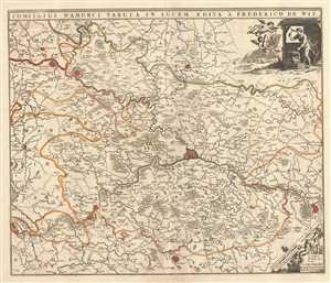1721 De Wit Map of the County of Namur, Belgium