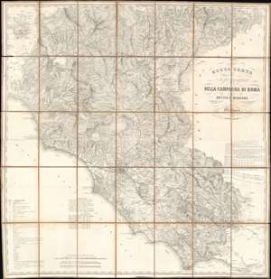 1870 Vallardi Map of Umbria - Lazio or the Country Around Rome, Italy