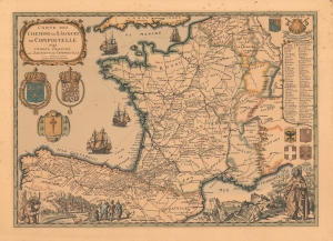 1973 Daniel Derveaux Map of the Pilgrimage to Santiago de Compostela: France, Spain