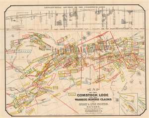 1875 Parkinson Map of the Comstock Lode, Nevada