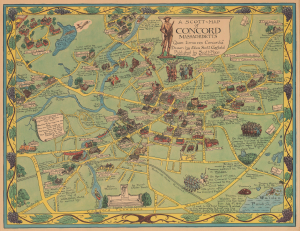1960 Garfield Pictorial Map of Concord, Massachuetts