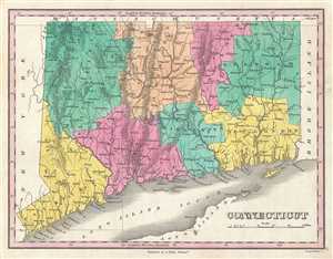 1828 Finley Map of Connecticut
