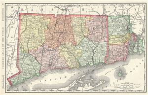 1888 Rand McNally Map of Connecticut and Rhode Island, United States