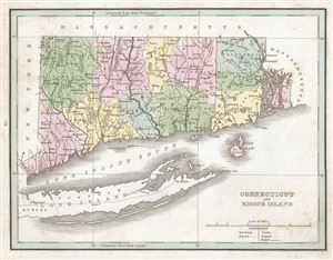 1835 Bradford Map of Connecticut and Rhode Island