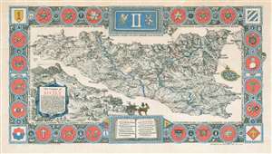 1943 Burn Pictorial Map of Sicily Celebrating the Allied Victory