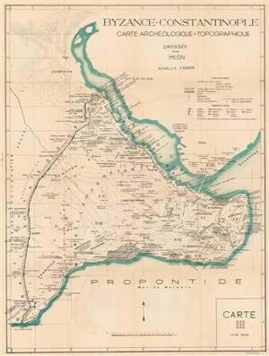 1938 Miltiadis Nomidis Archaeological Map of Constantinople (Middle Ages)