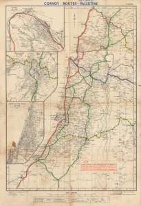 1946 Survey of Palestine Map of Convoy Routes in British Mandatory Palestine