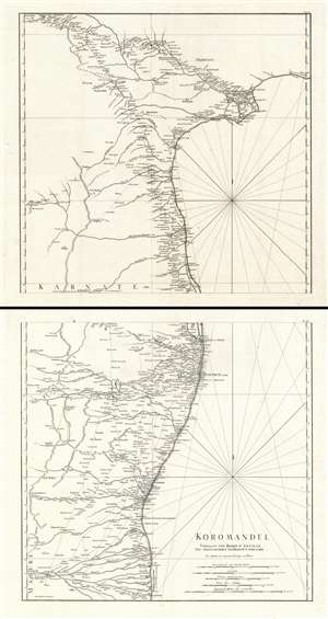 1789 Schraembl / Anville Map of the Coromandel Coast, India (2 sheets)