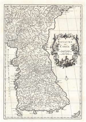 1737 D'Anville Map of Korea - first speciffic European map of Korea