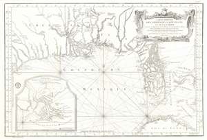 1764 Bellin Map of the Gulf Coast of the United States