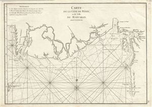 1775 Mannevillette Nautical Chart or Map of the Coast of Burma (Myanmar)