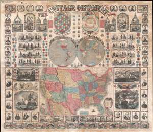 1857 Ensign, Bridgman, Fanning 'Cottage Ornament' Wall Map of the United States