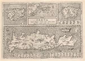 1584 Ortelius Map of Crete and an array of Greek Islands