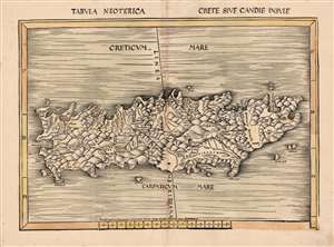 1513 Waldseemüller Map of Crete - the First Printed Map of the Island