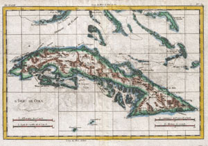 1780 Raynal and Bonne Map of Cuba, West Indies