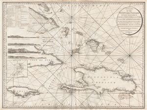 1795 Faden Map of the Greater Antilles (West Indies):  Bahamas, Cuba, Hispaniola