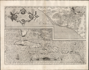 1579 Ortelius Map of Cuba, the Caribbean, and Northwestern Mexico: First Edition