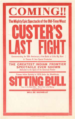 1925 Harvey Window Card for Francis Ford's Movie 'Custer's Last Fight'