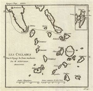 1791 Bocage Map of the Cyclades, Ancient Greece