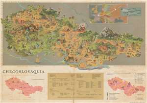 1960 Polygrafia Pictorial Map of Czechoslovakia